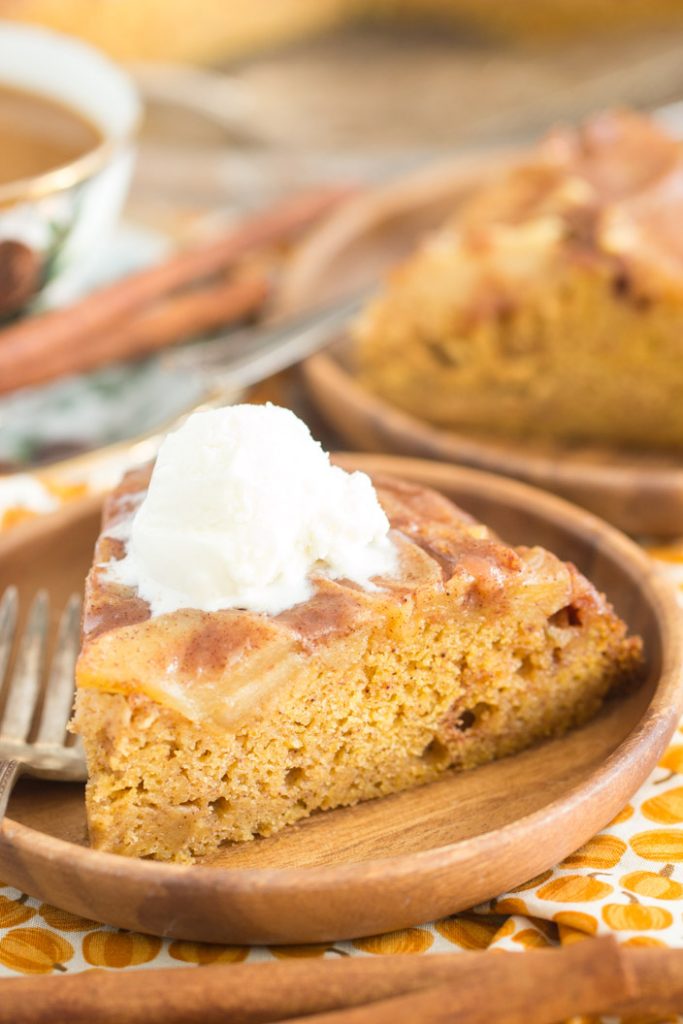 Pumpkin Apple Upside Down Cake recipe image thegoldlininggirl.com 12