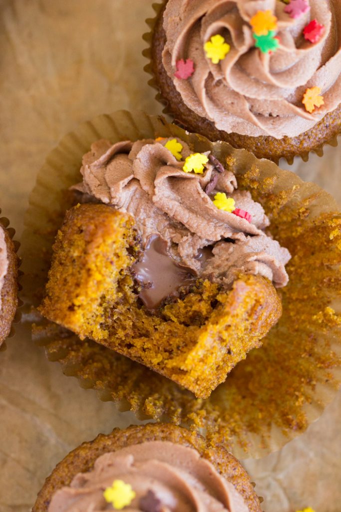 Pumpkin Cupcakes with Nutella Buttercream recipe image thegoldlininggirl.com 18