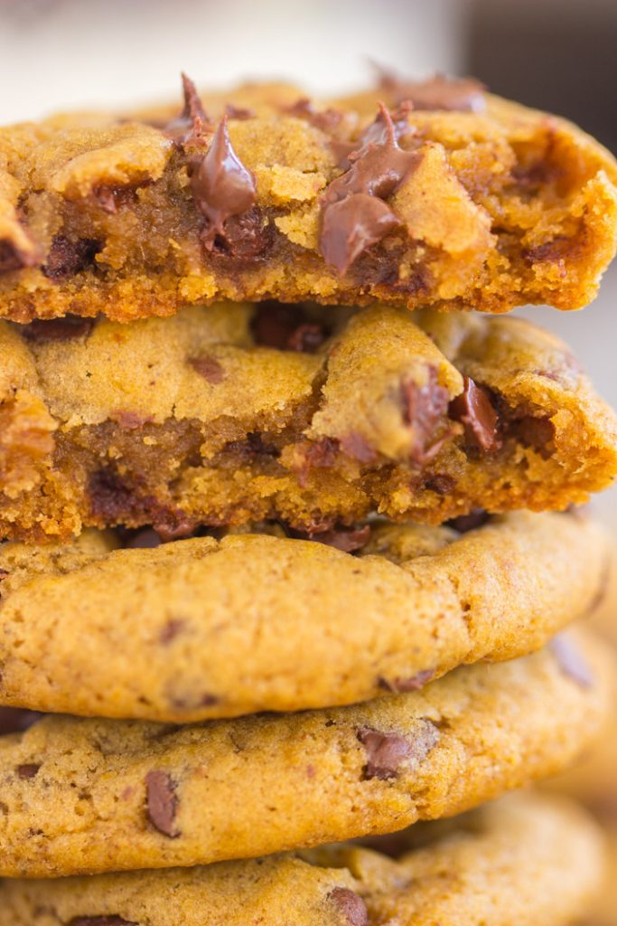 Chewy Pumpkin Chocolate Chip Cookies - The Gold Lining Girl