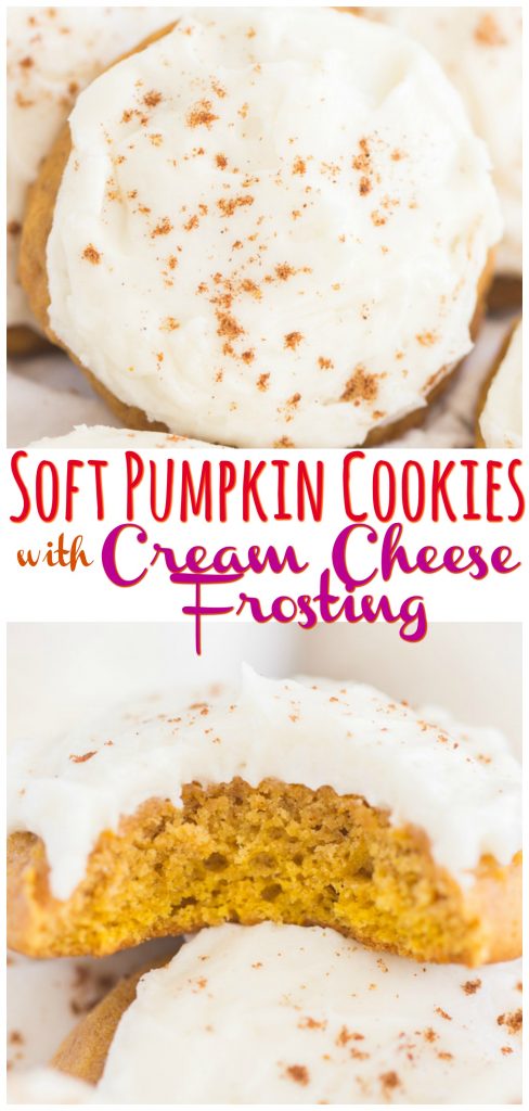 Pumpkin Cookies with Cream Cheese Frosting recipe image thegoldlininggirl.com long pin 1