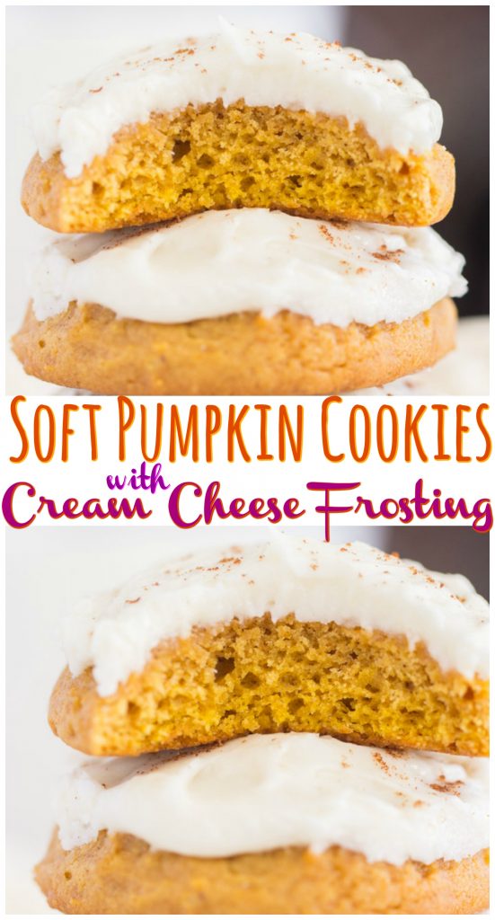 Pumpkin Cookies with Cream Cheese Frosting recipe image thegoldlininggirl.com long pin 2