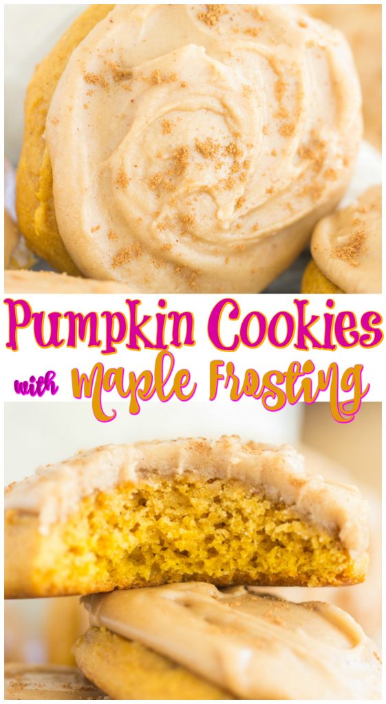 Pumpkin Cookies with Maple Frosting recipe image thegoldlininggirl.com long pin 2