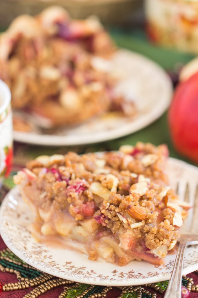 Cranberry Apple Pie with Almond Streusel recipe image thegoldlininggirl.com 9