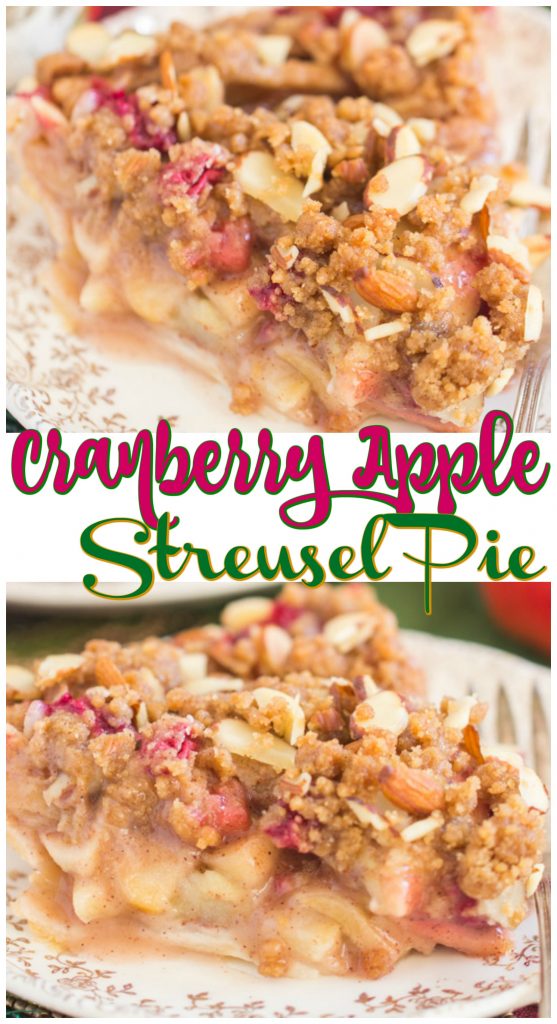 Cranberry Apple Streusel Pie recipe image thegoldlininggirl.com long pin 3
