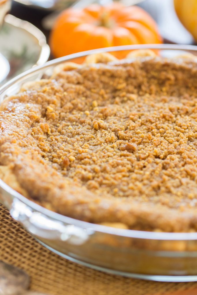 Eggnog Pumpkin Pie with Gingersnap Streusel - The Gold Lining Girl
