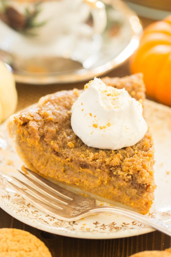 Eggnog Pumpkin Pie with Gingersnap Streusel - The Gold Lining Girl
