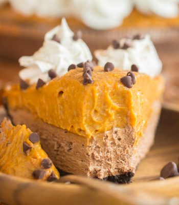 No Bake Double Layer Chocolate Pumpkin Pie recipe
