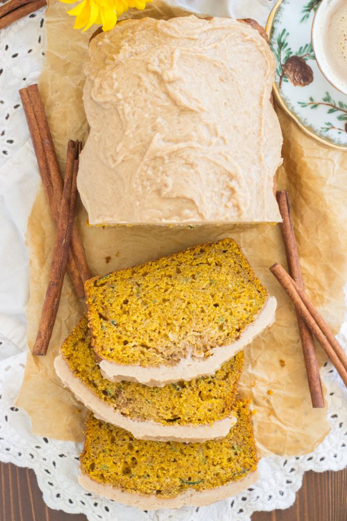 Pumpkin Zucchini Bread with Brown Butter Icing