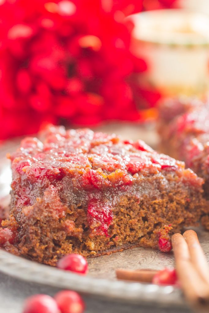 Cranberry Gingerbread Upside Down Cake