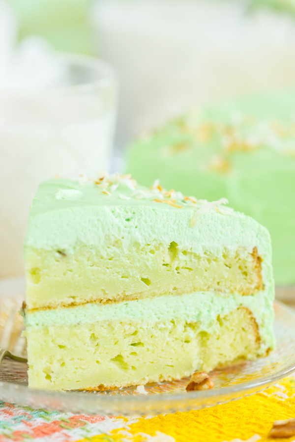 Pistachio Cake with Pistachio Frosting • The Gold Lining Girl