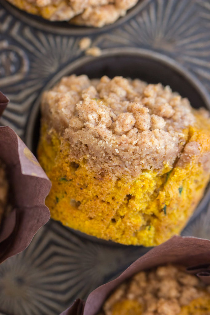 Streusel Pumpkin Zucchini Muffins