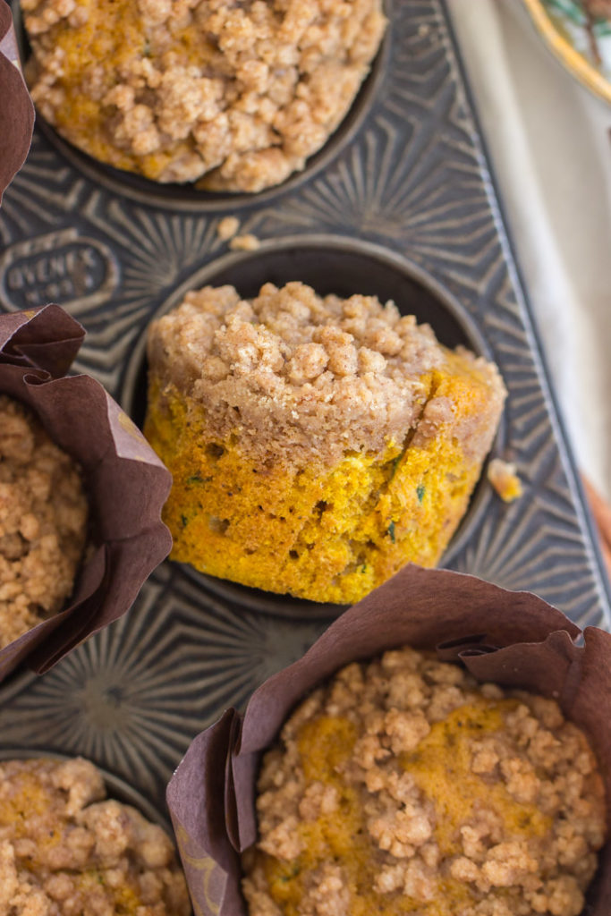 Streusel Pumpkin Zucchini Muffins